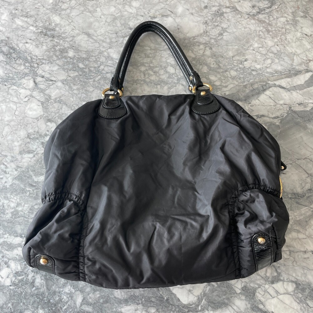 Tod's Nylon and Leather Shoulder Tote Black